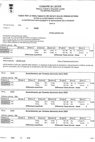 Lecce, Aduc: attenti all'avviso della Tarsu, non ignoratelo